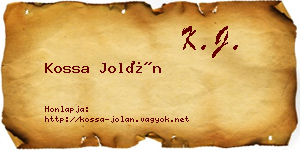 Kossa Jolán névjegykártya