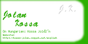 jolan kossa business card